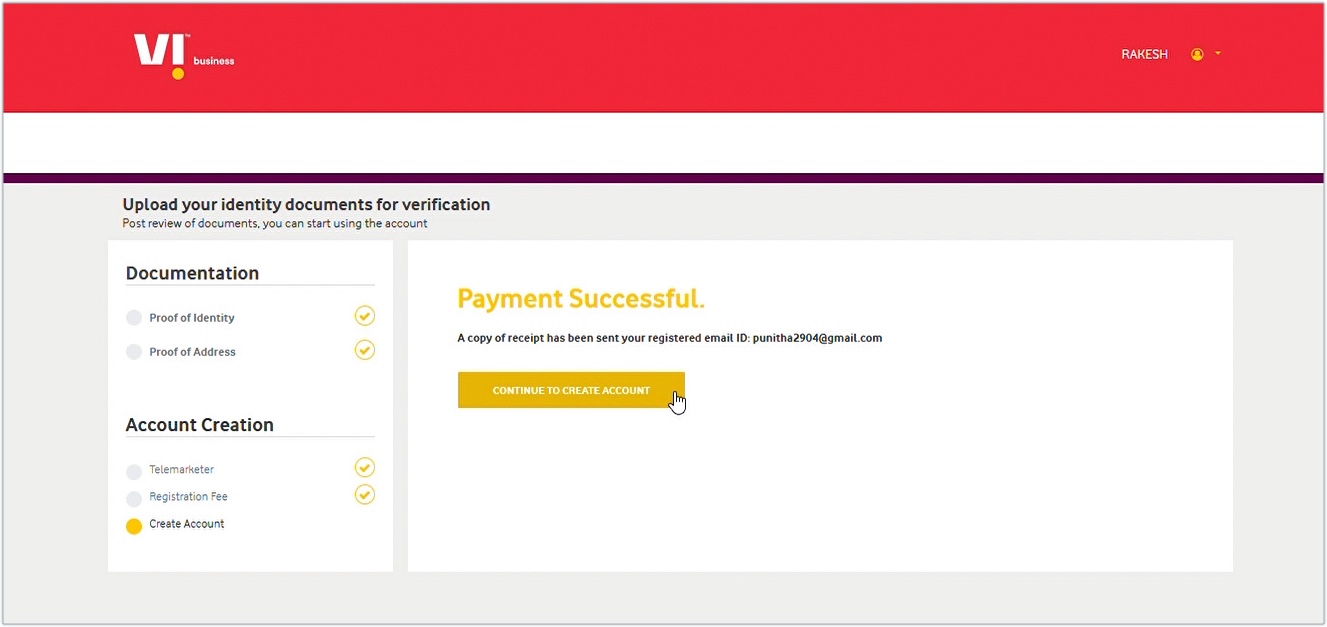 Vodafone Idea - create account