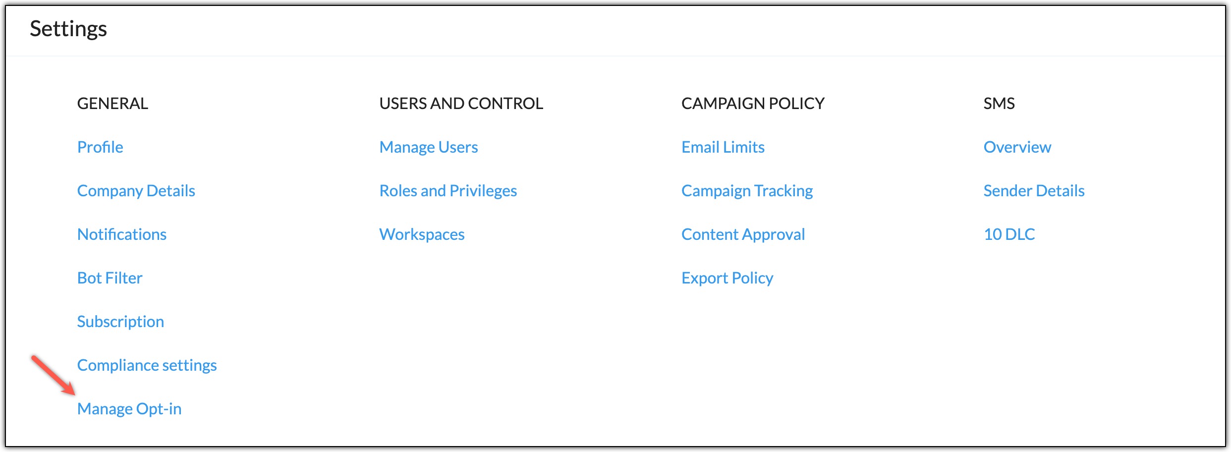 Manage Opt-in