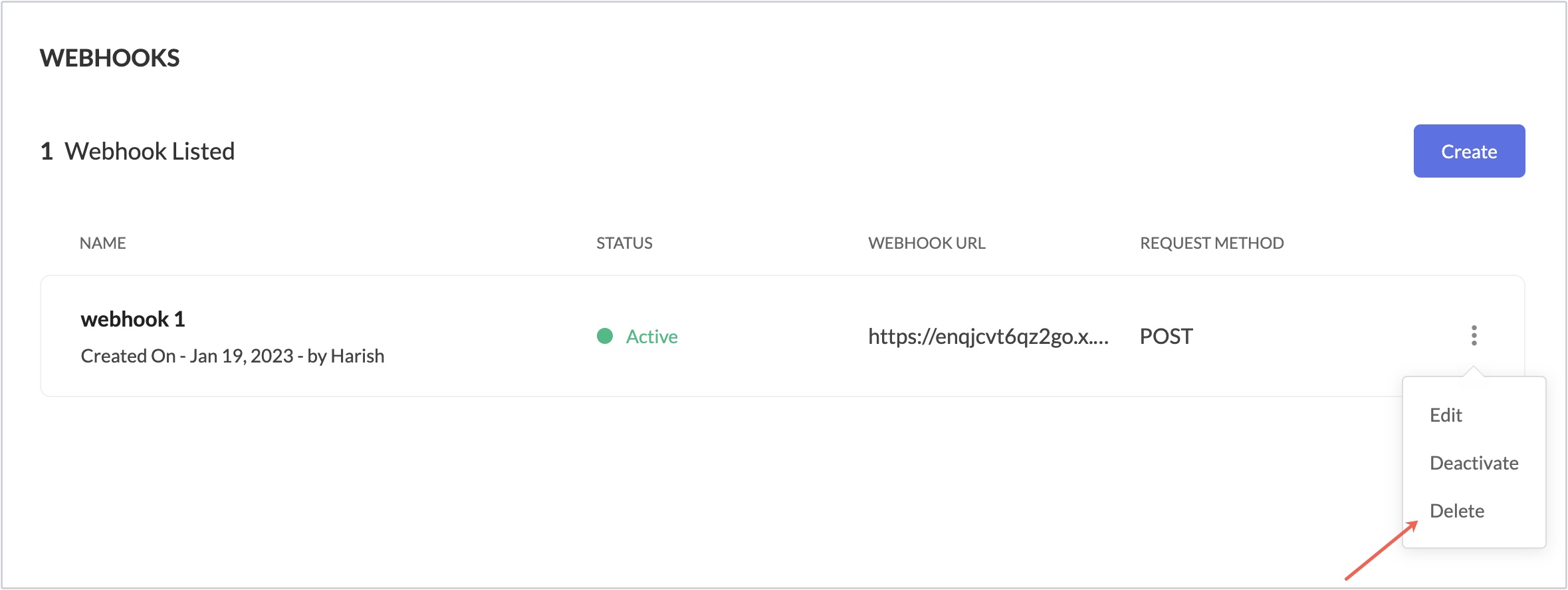 Webhookの削除
