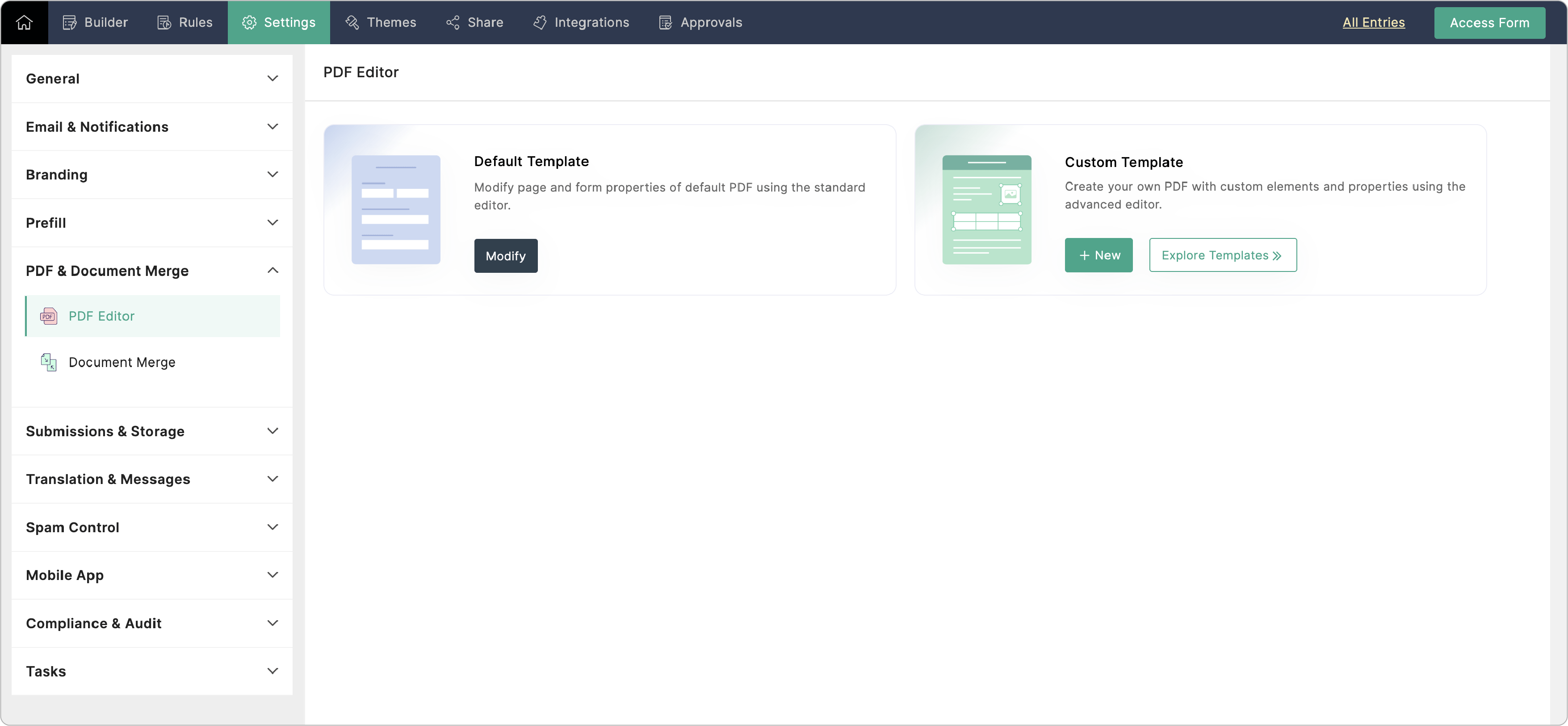 Select Default Template