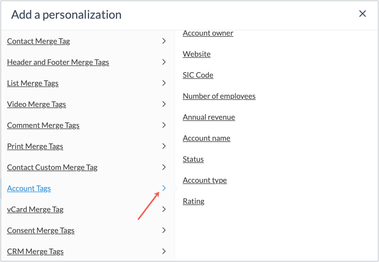Account  merge tags