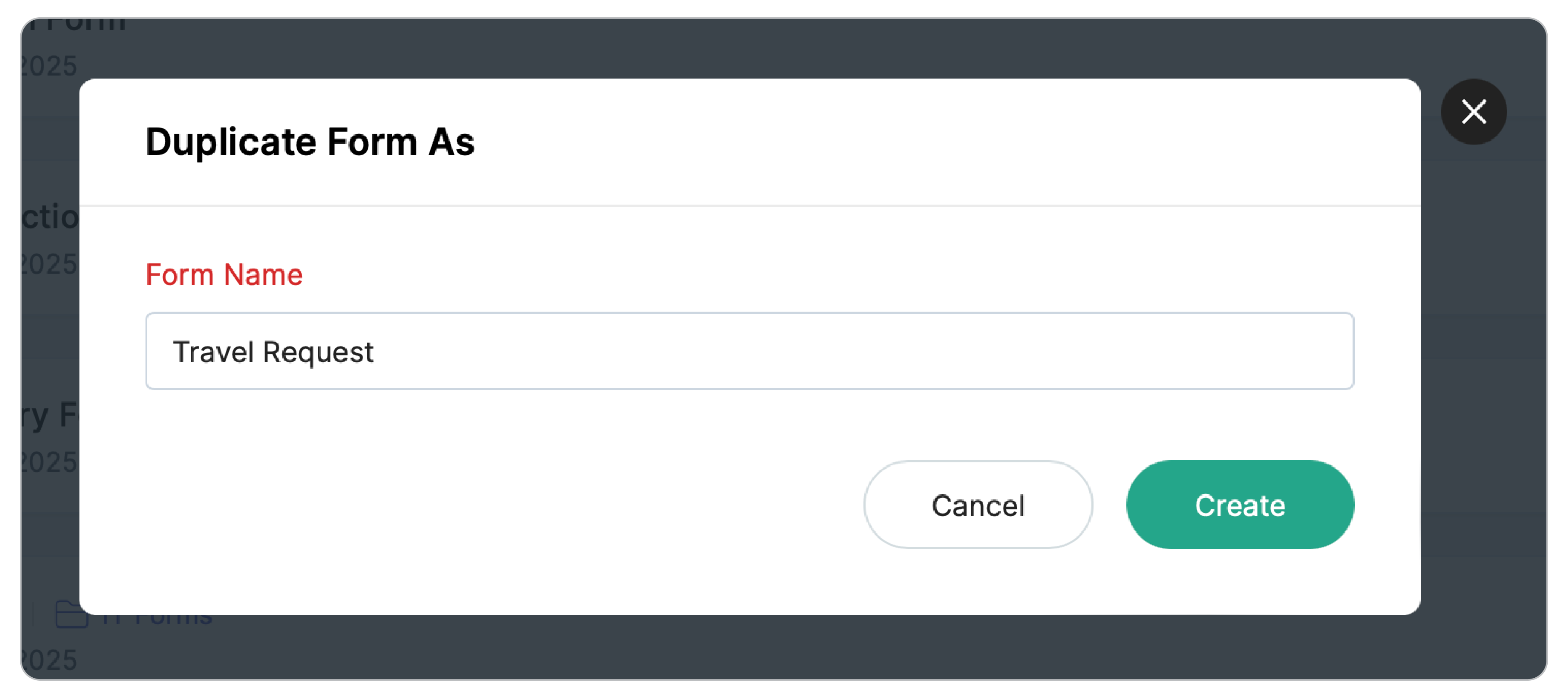 Duplicate form as