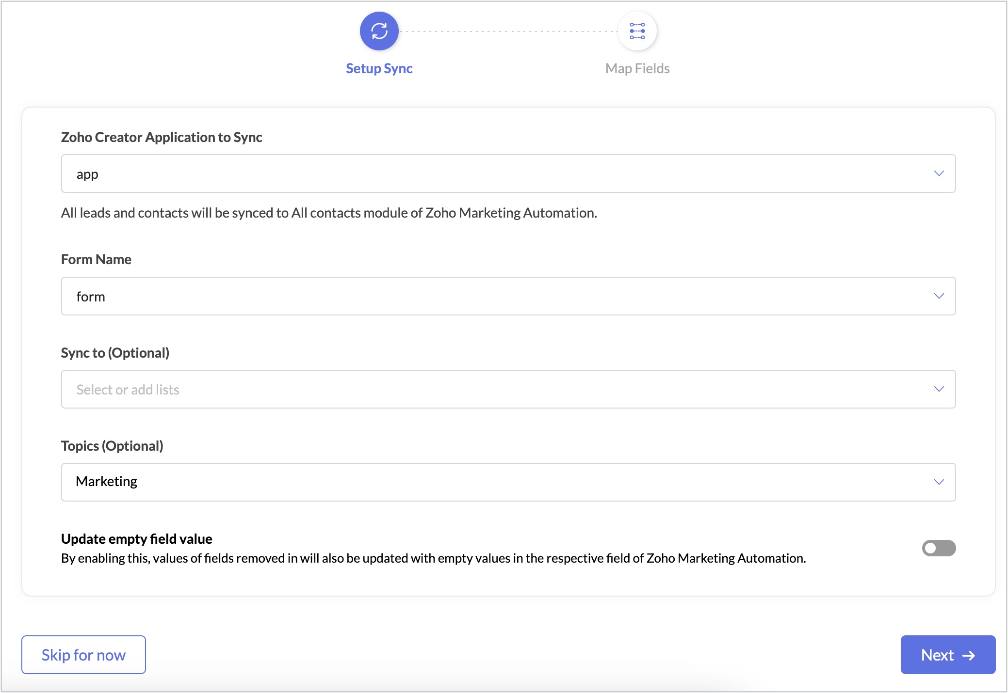creator sync setup