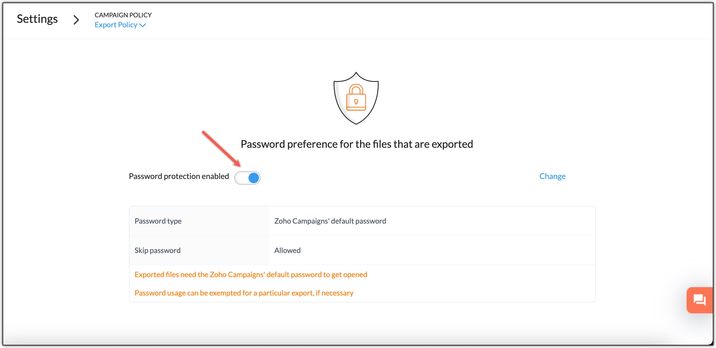 Disable password protection
