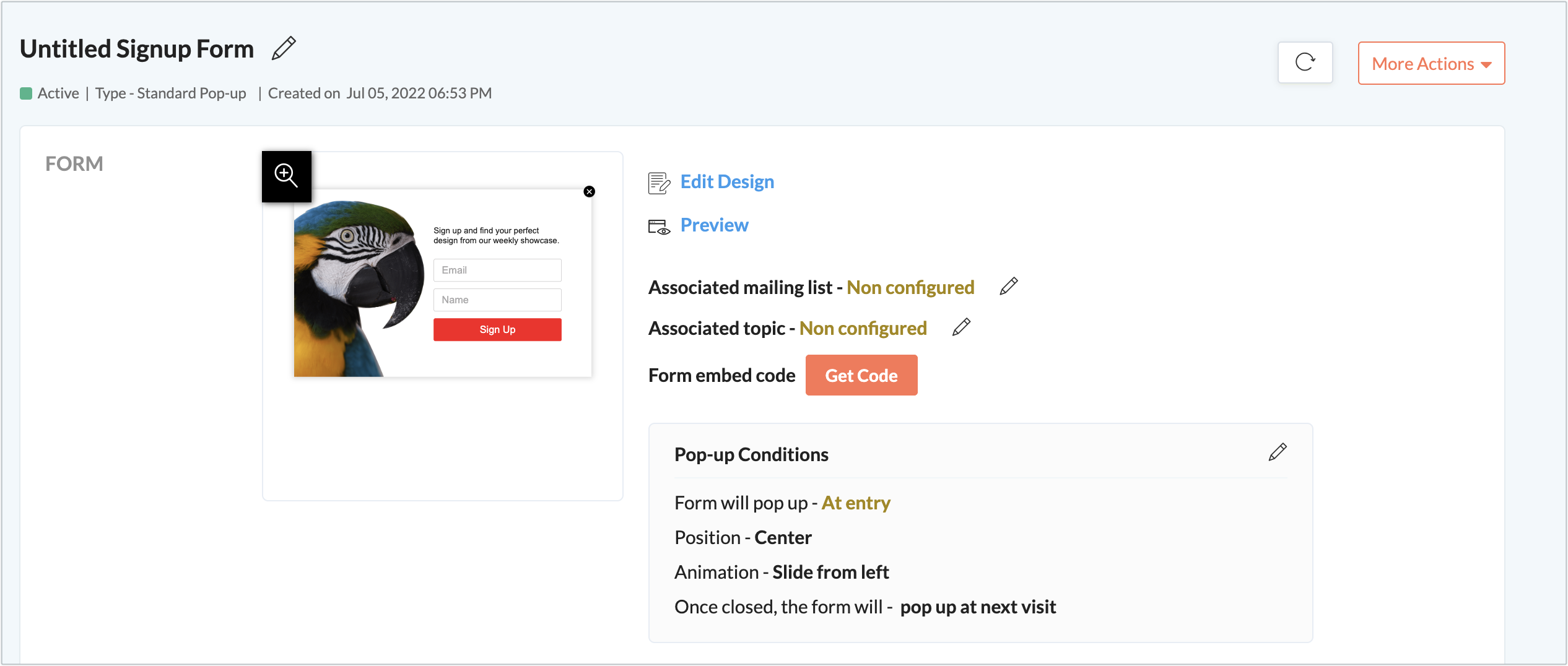 signup form