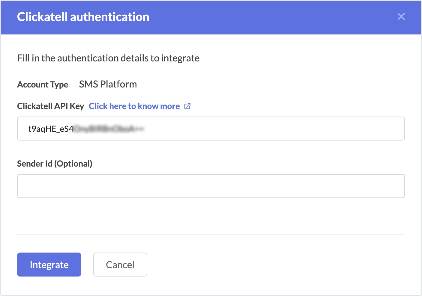 Clickatell authentication