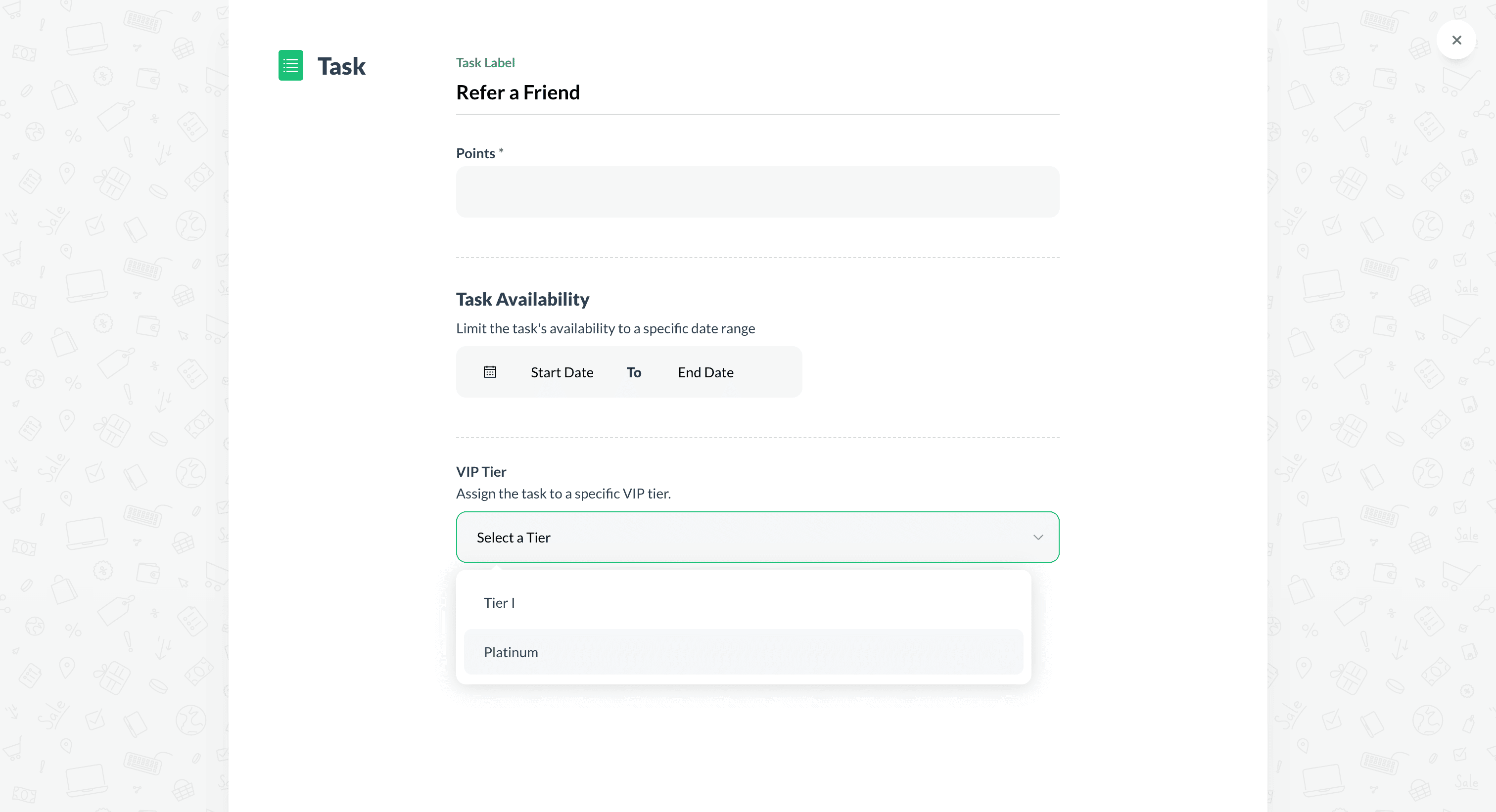 VIP Program - Task configuration