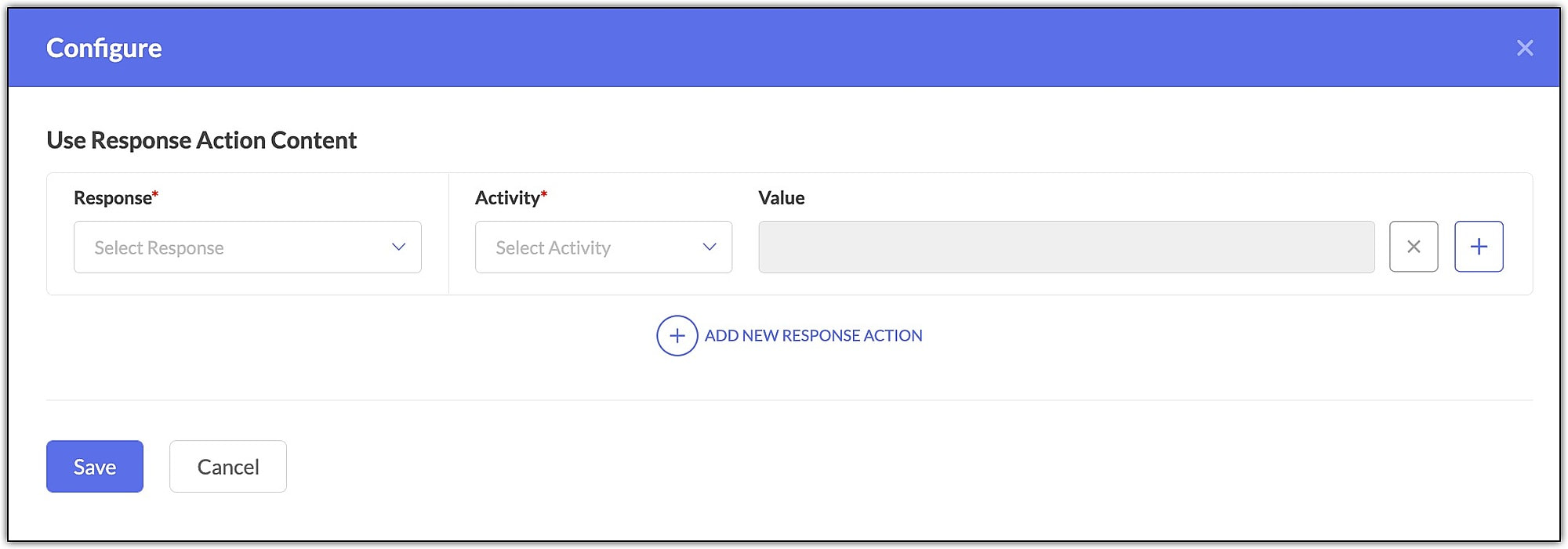 Configure response action