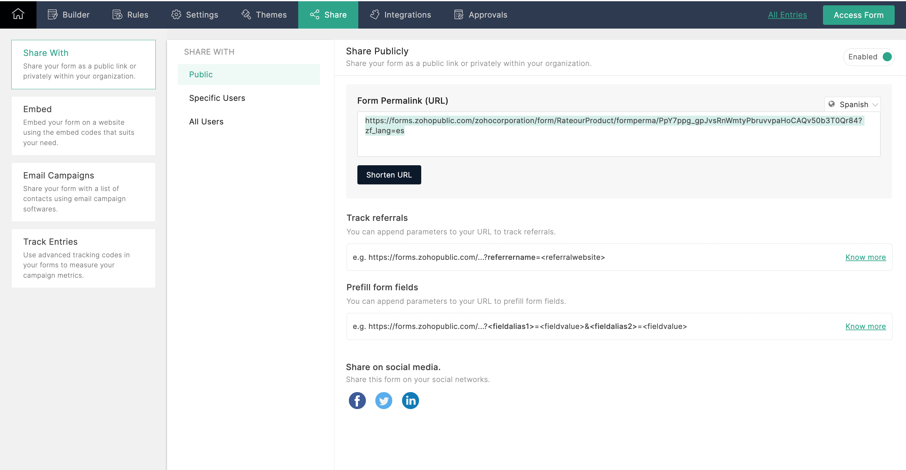 Copy the URL of each translated form.
