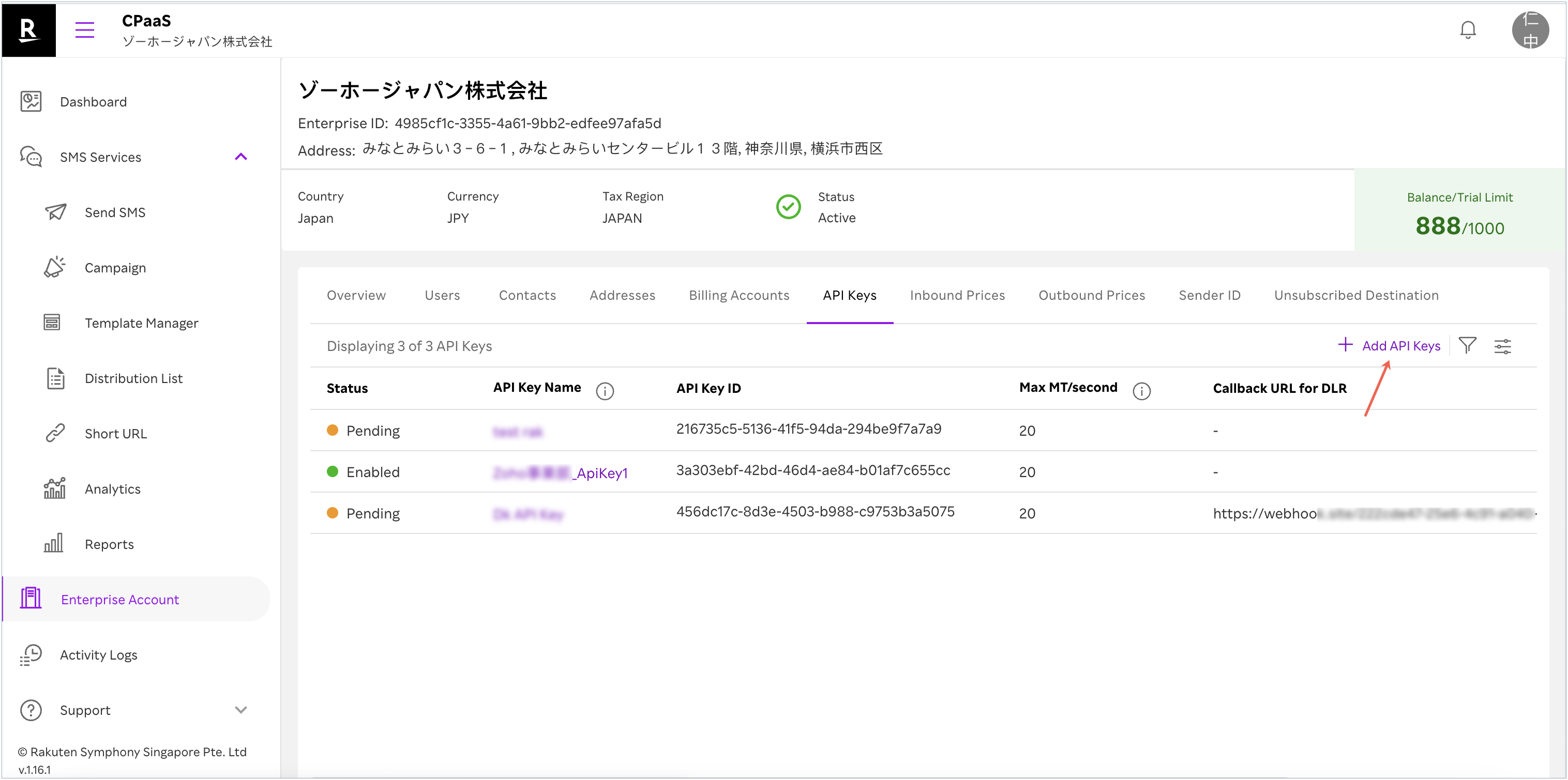 add api keys