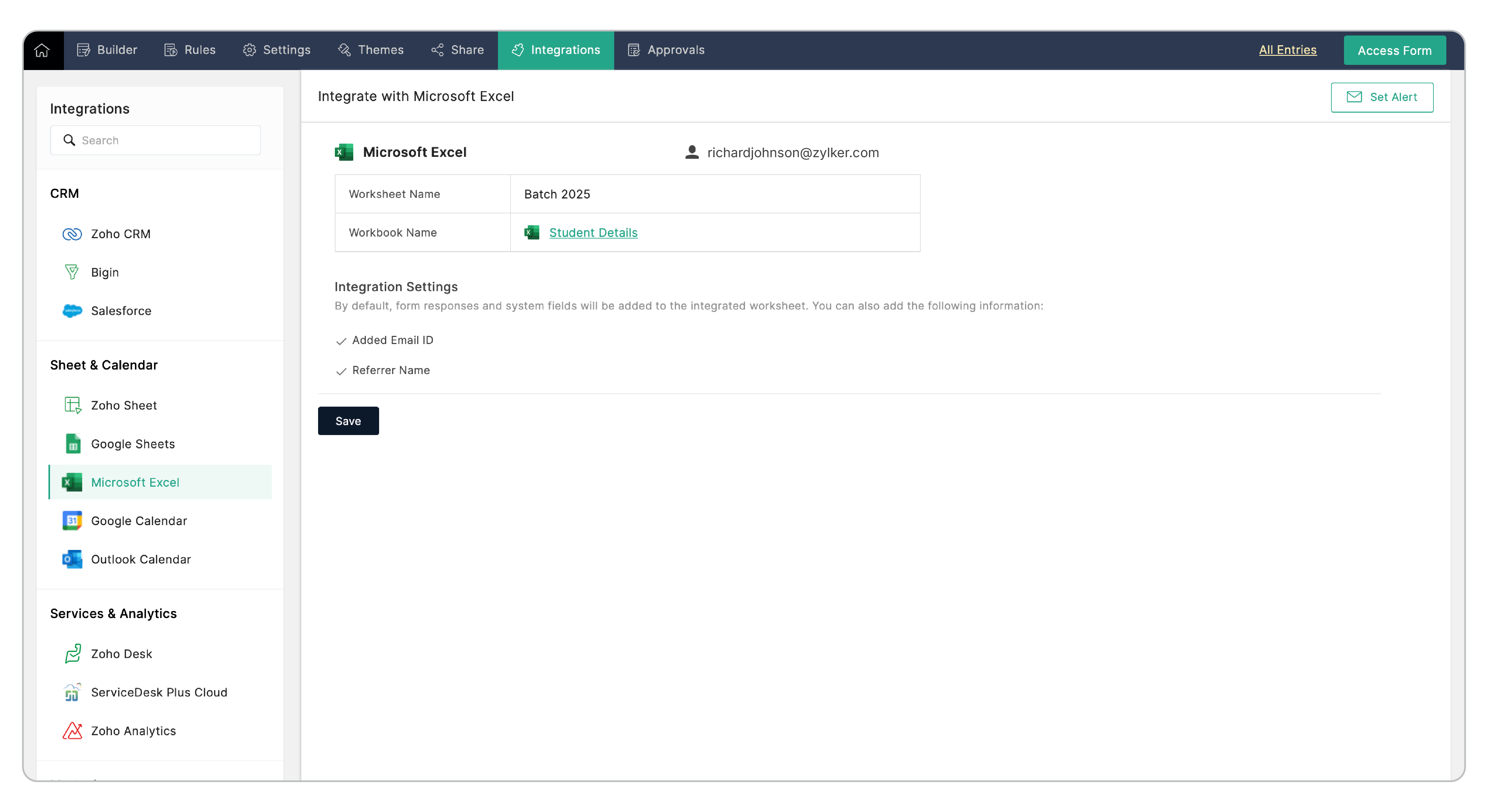 Integrating Excel