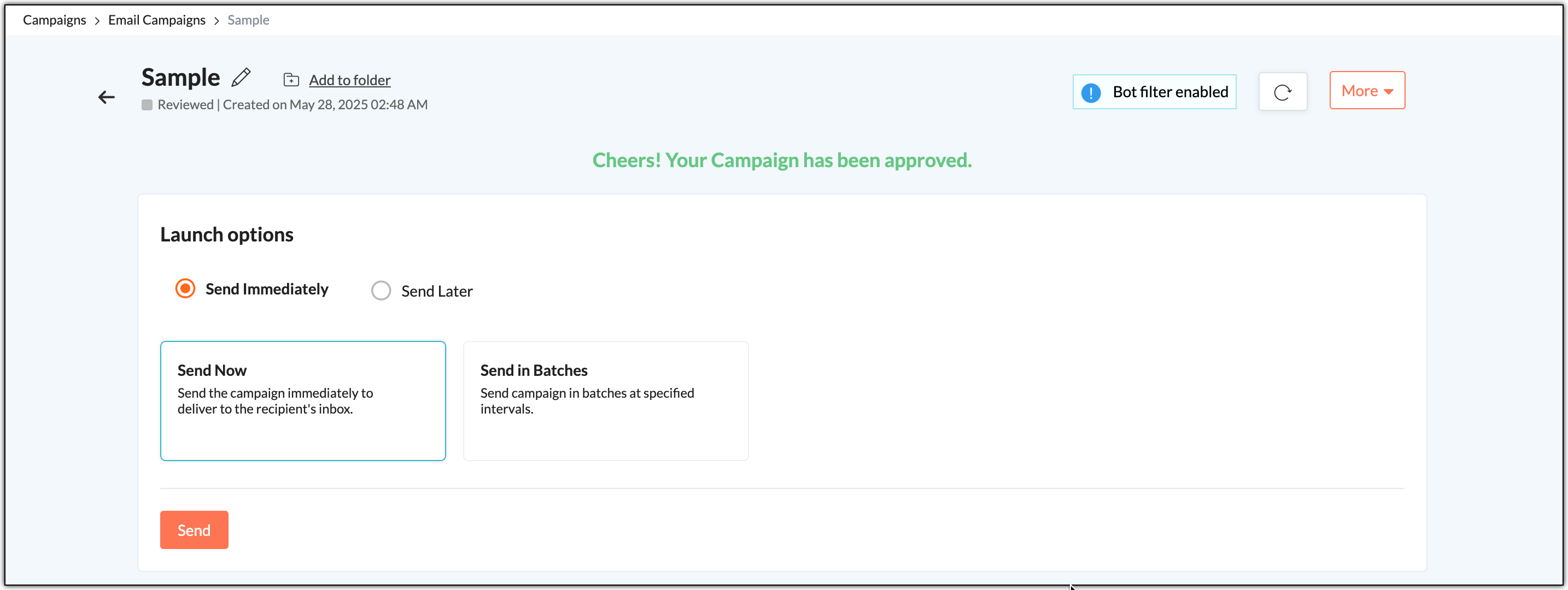 Campaign configuration page