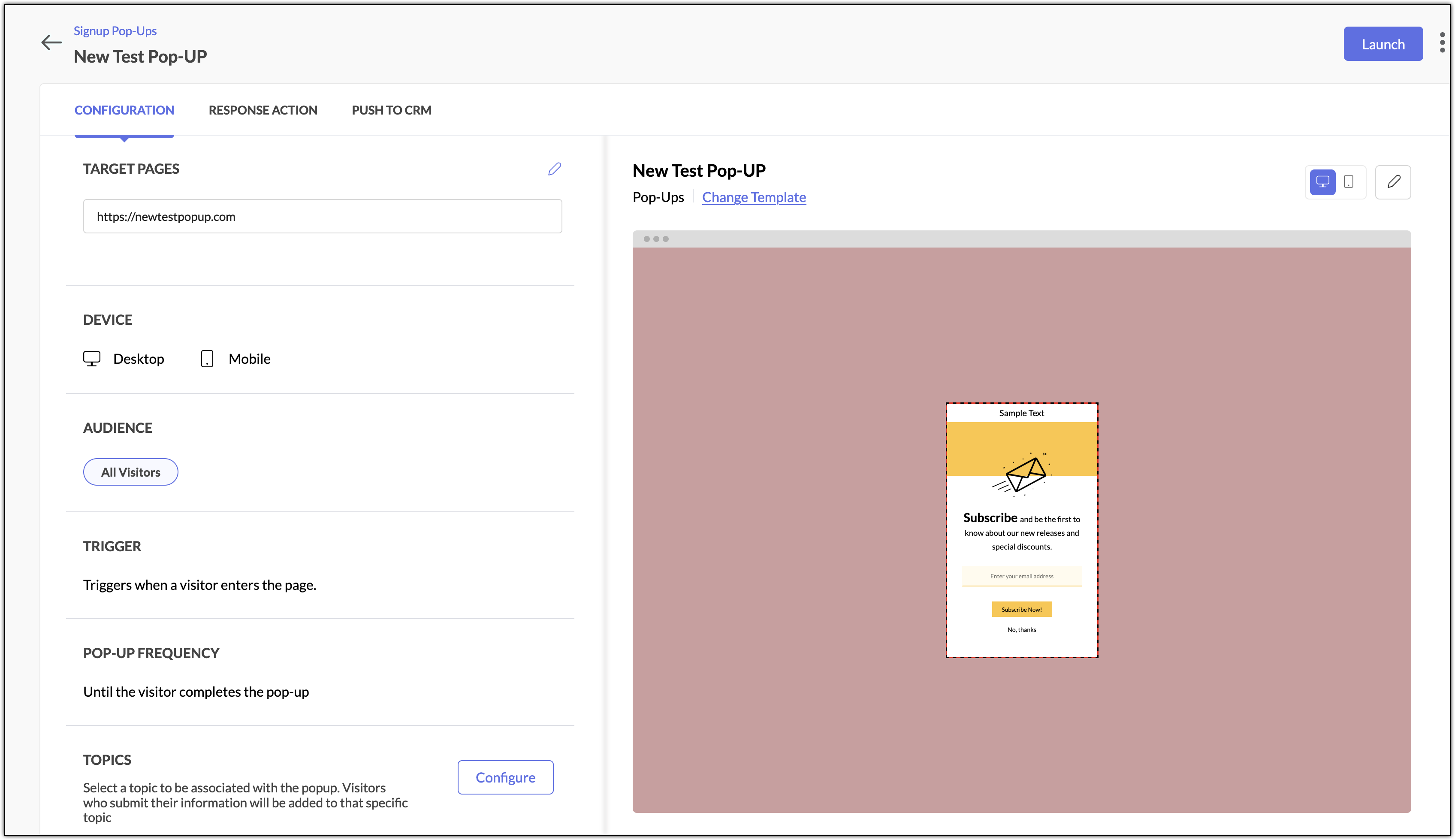 You will need to configure the pop-up for compatible devices, target ...