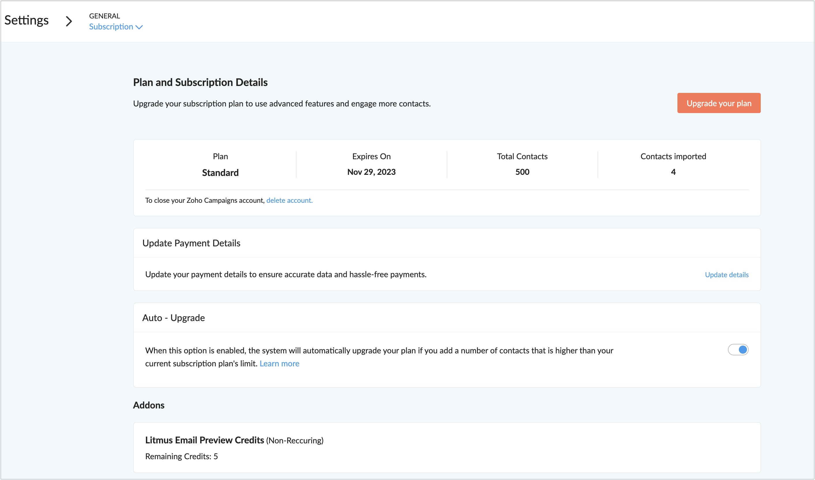 subscription page