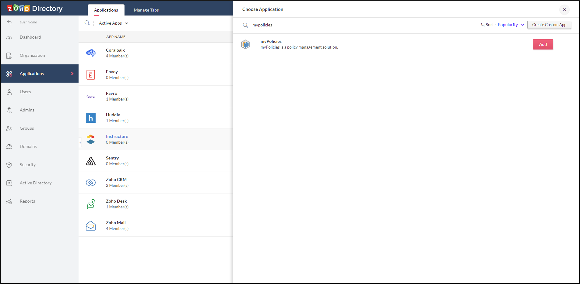 myPolicies in Zoho Directory