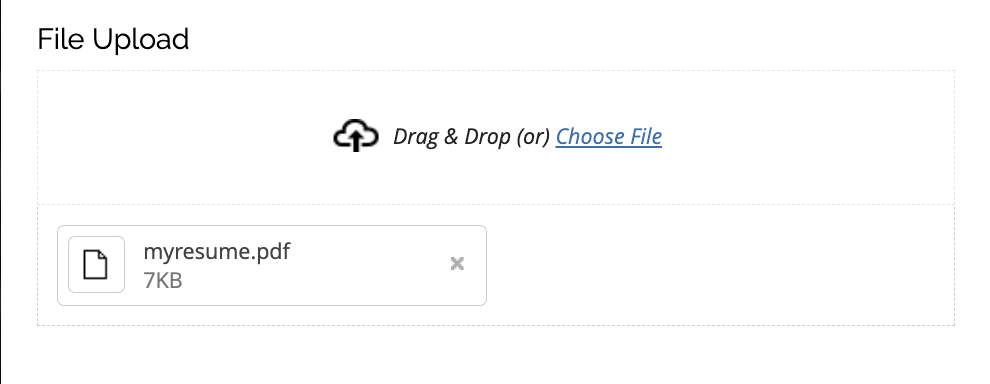 File uploaded in live form
