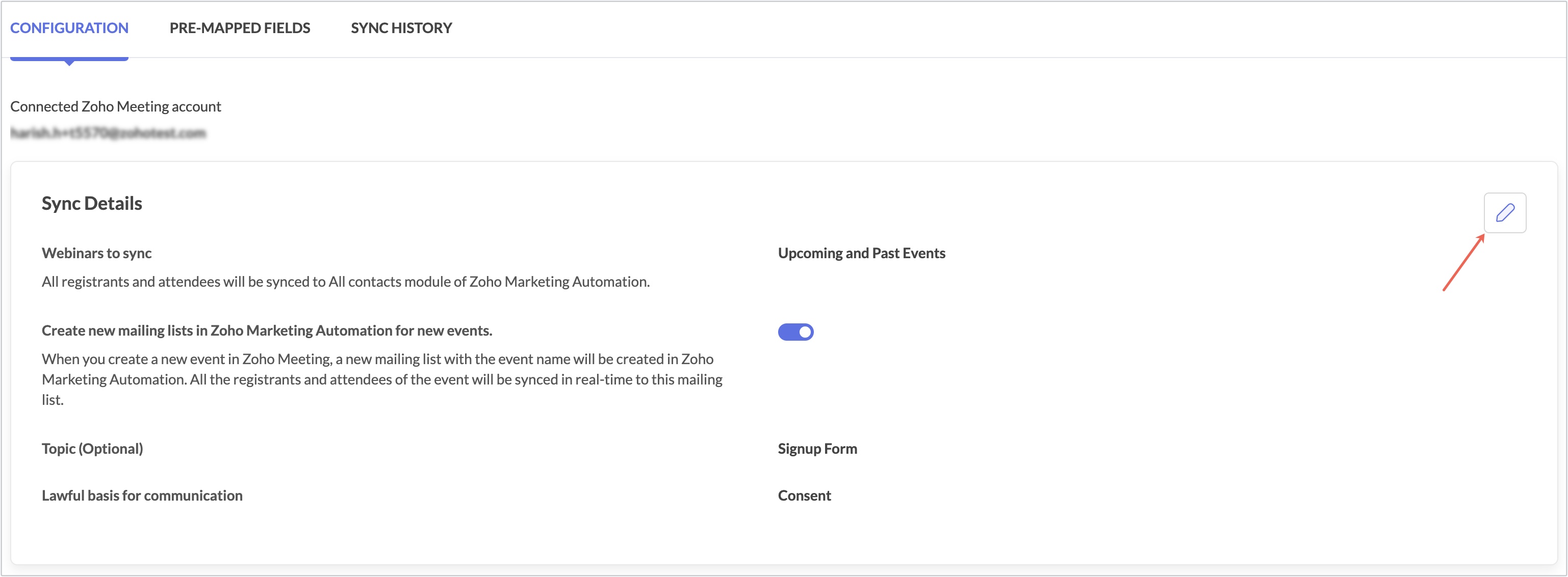 edit sync configuration