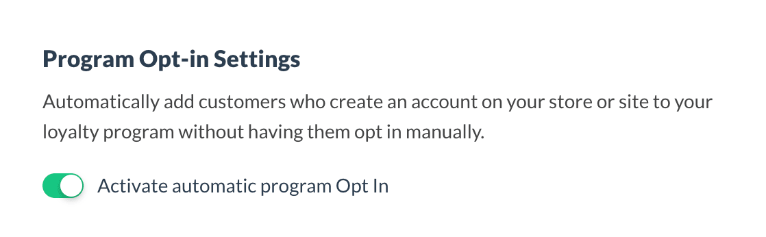 Program Opt-in Settings  