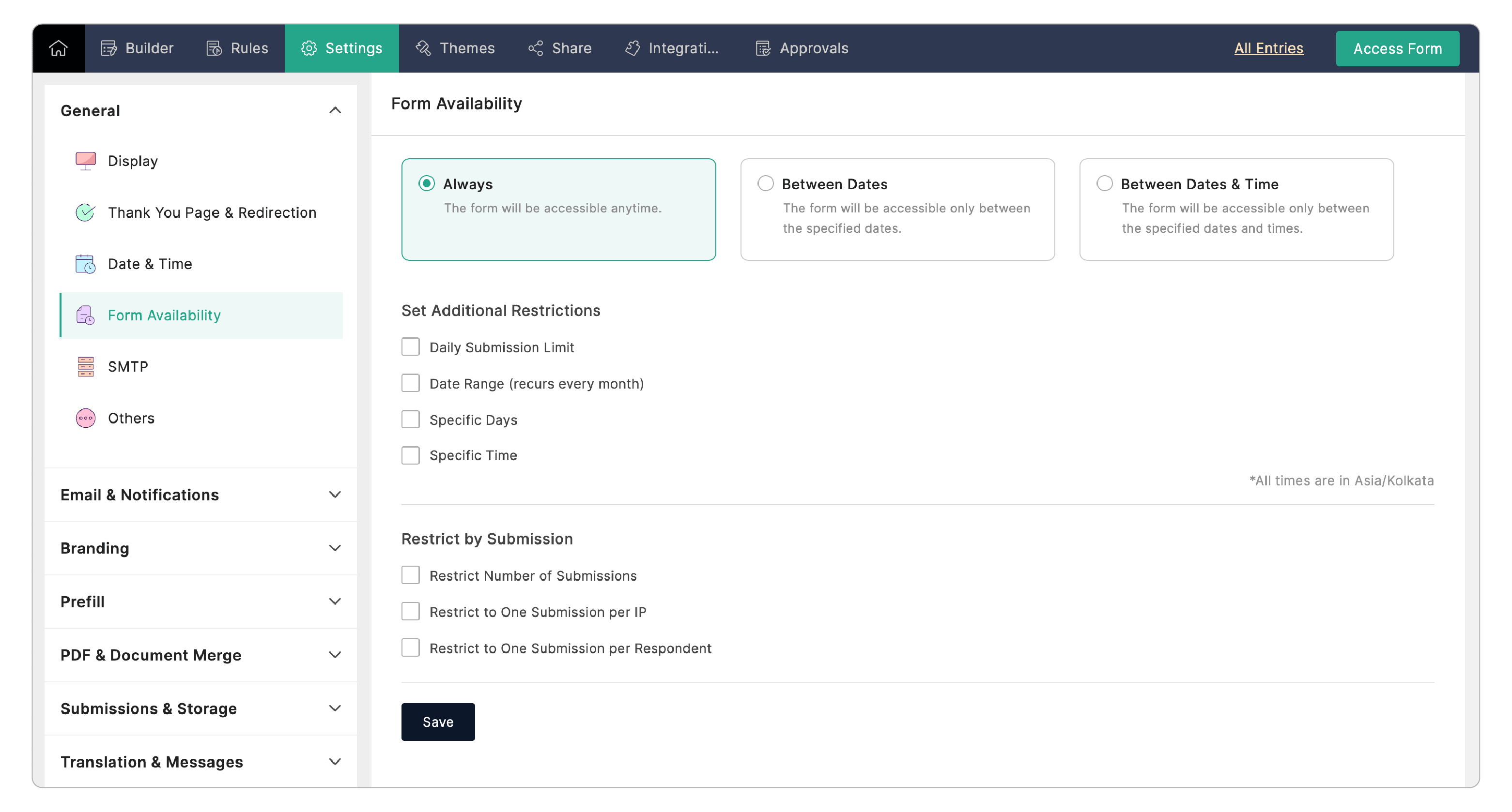 Form Availability