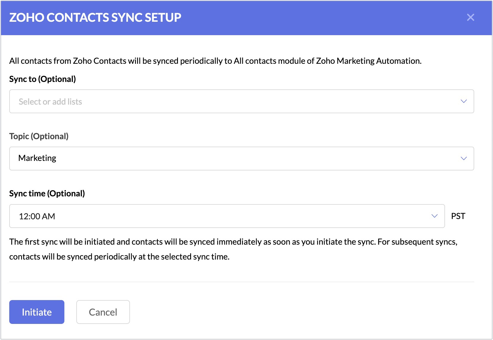 sync setup