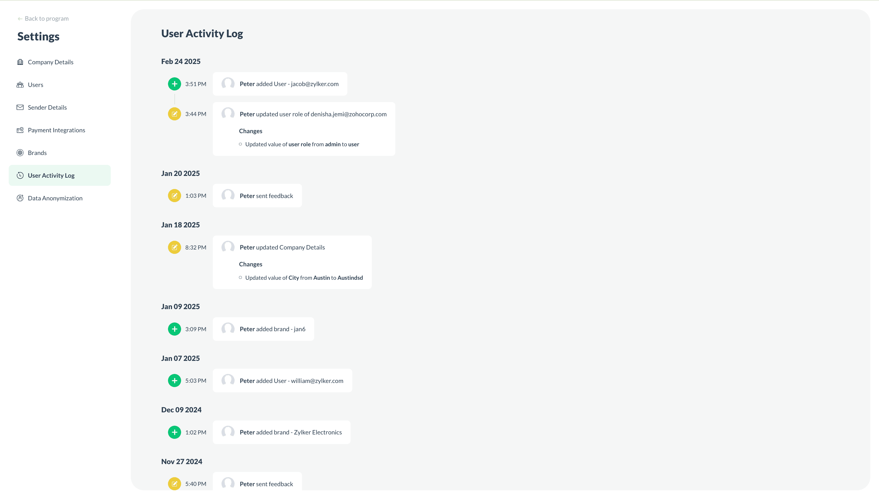 View user activity log