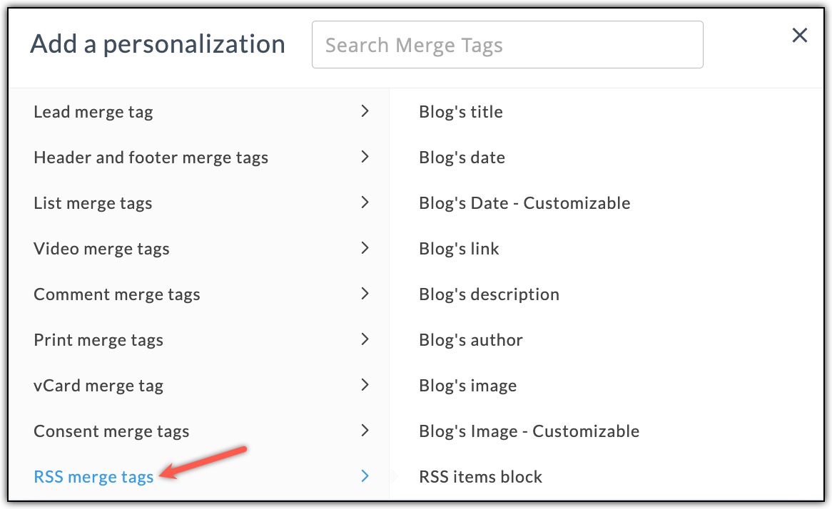 RSS merge tags