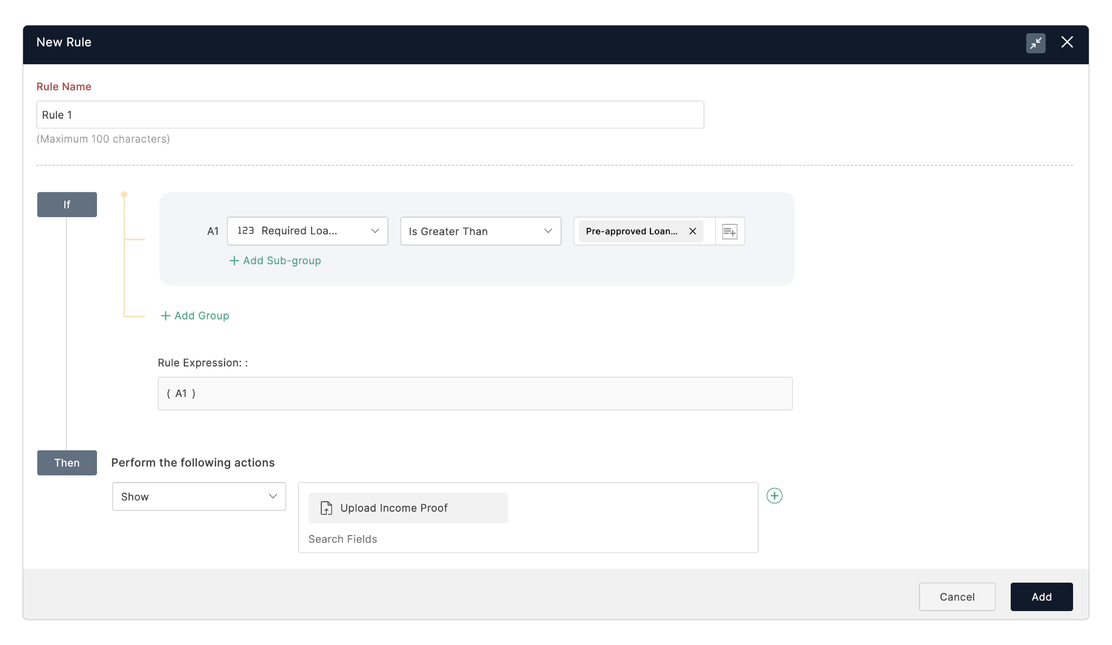 Field-to-Field Comparison - Loan Example