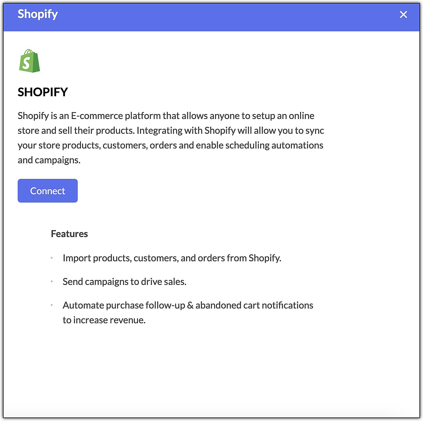 Connect Shopify