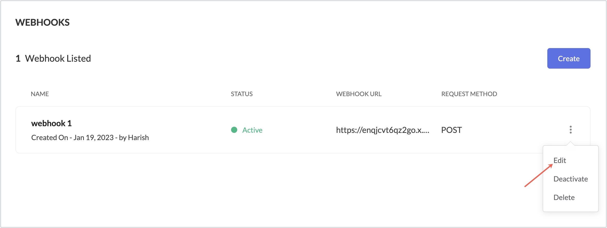 Webhookの編集