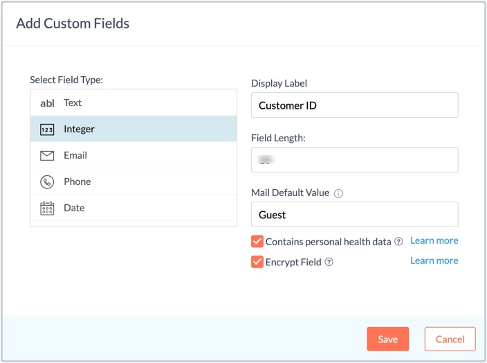 custom field popup