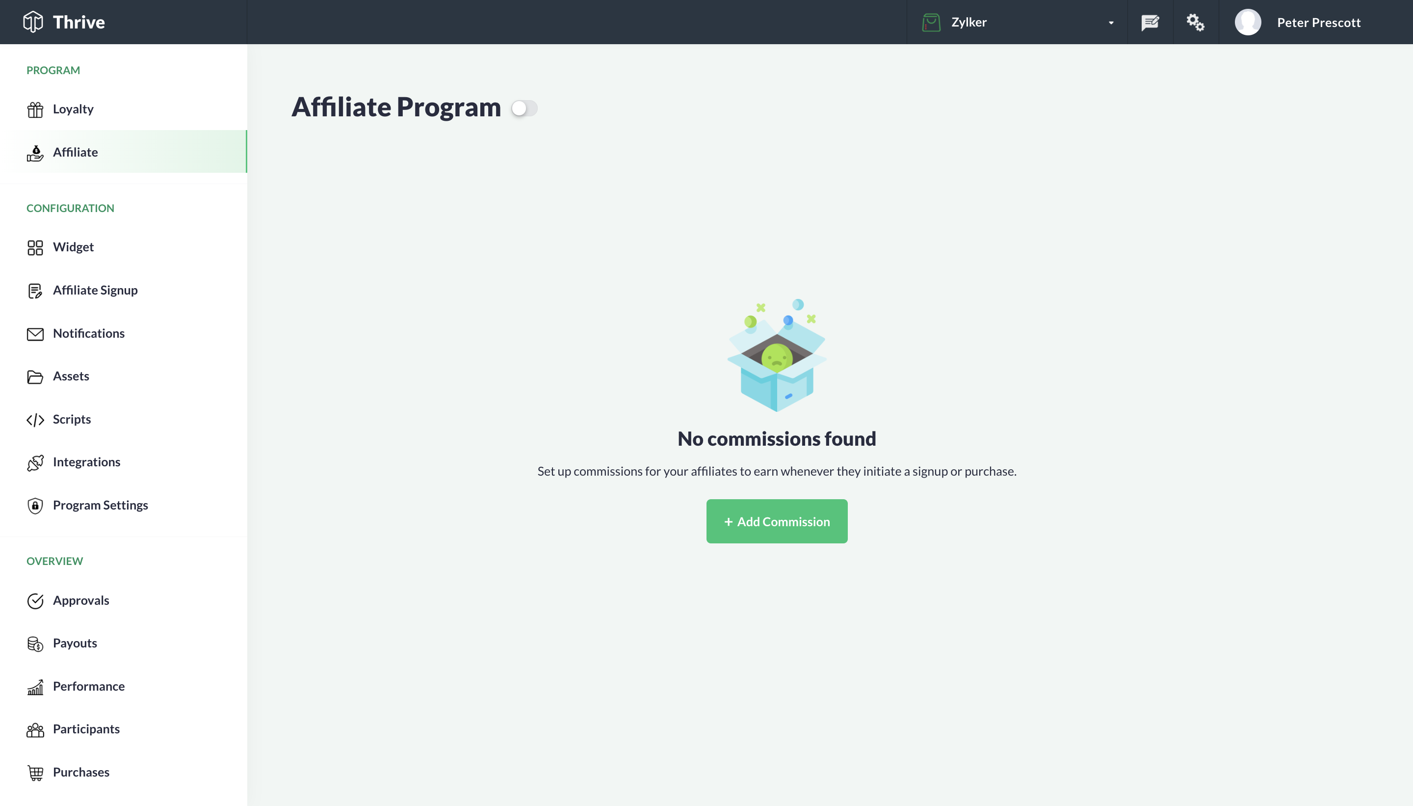 Affiliate commission setup