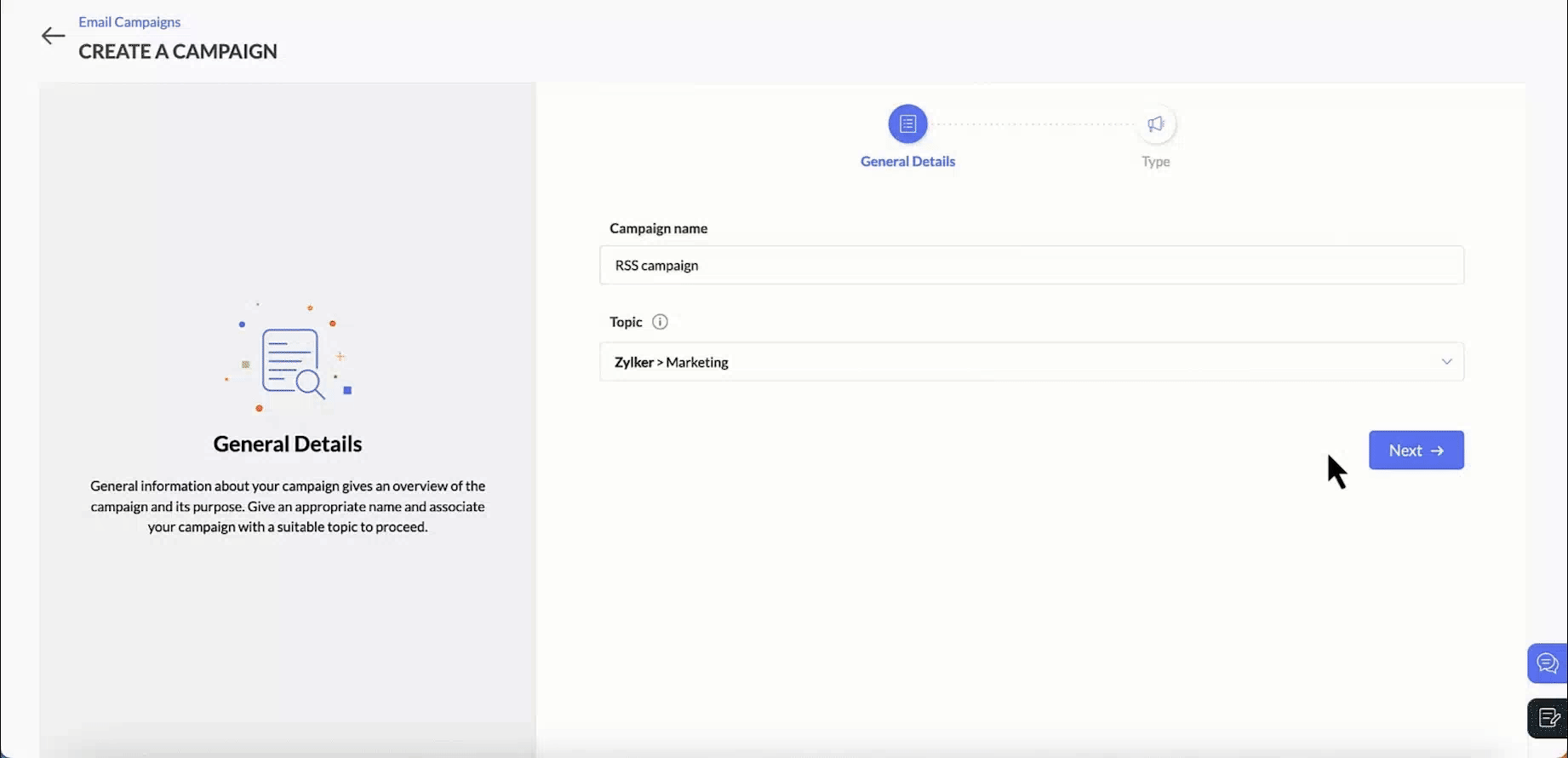 Steps to create an RSS campaign