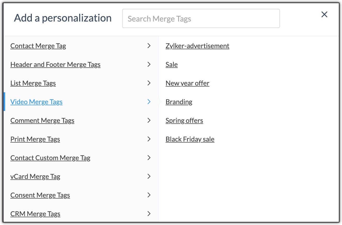 Video merge tags