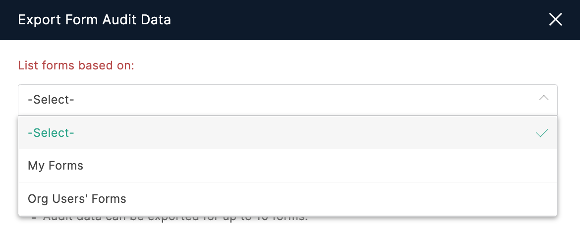 List forms based on the selected option