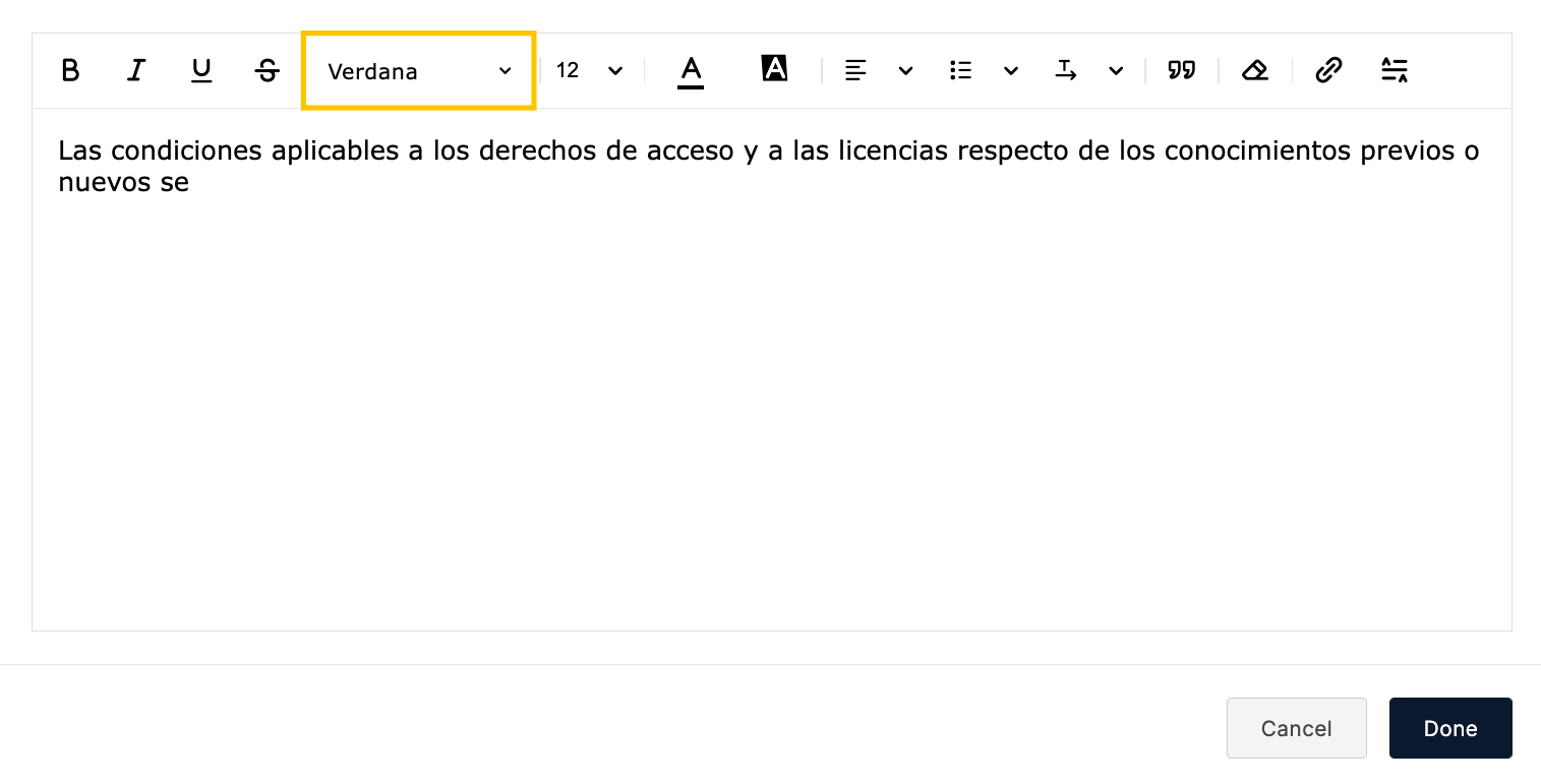 Select a font from the dropdown