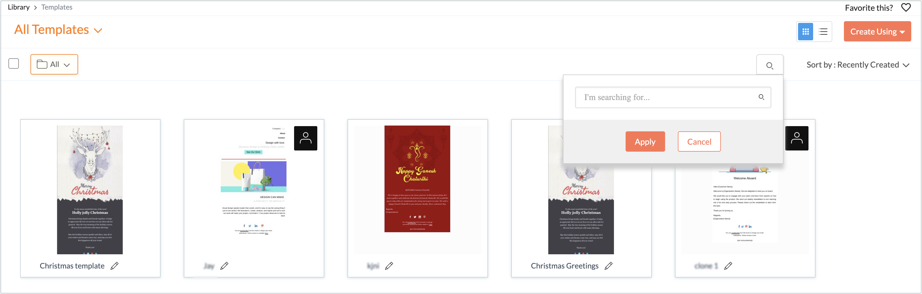 search for templates