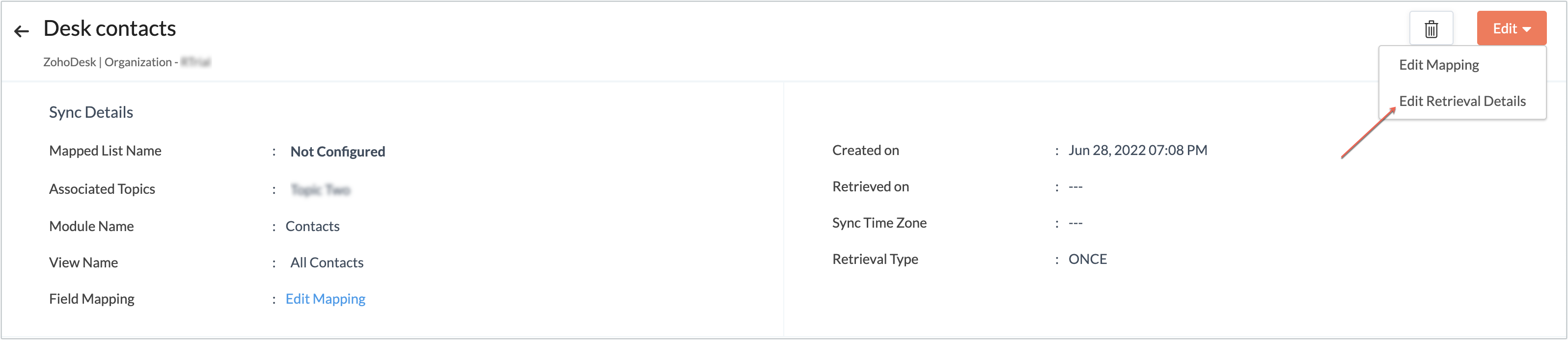 Edit retrieval details