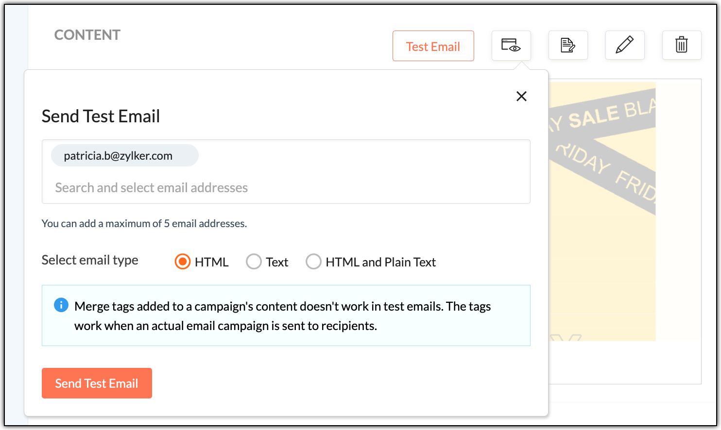 Send test email