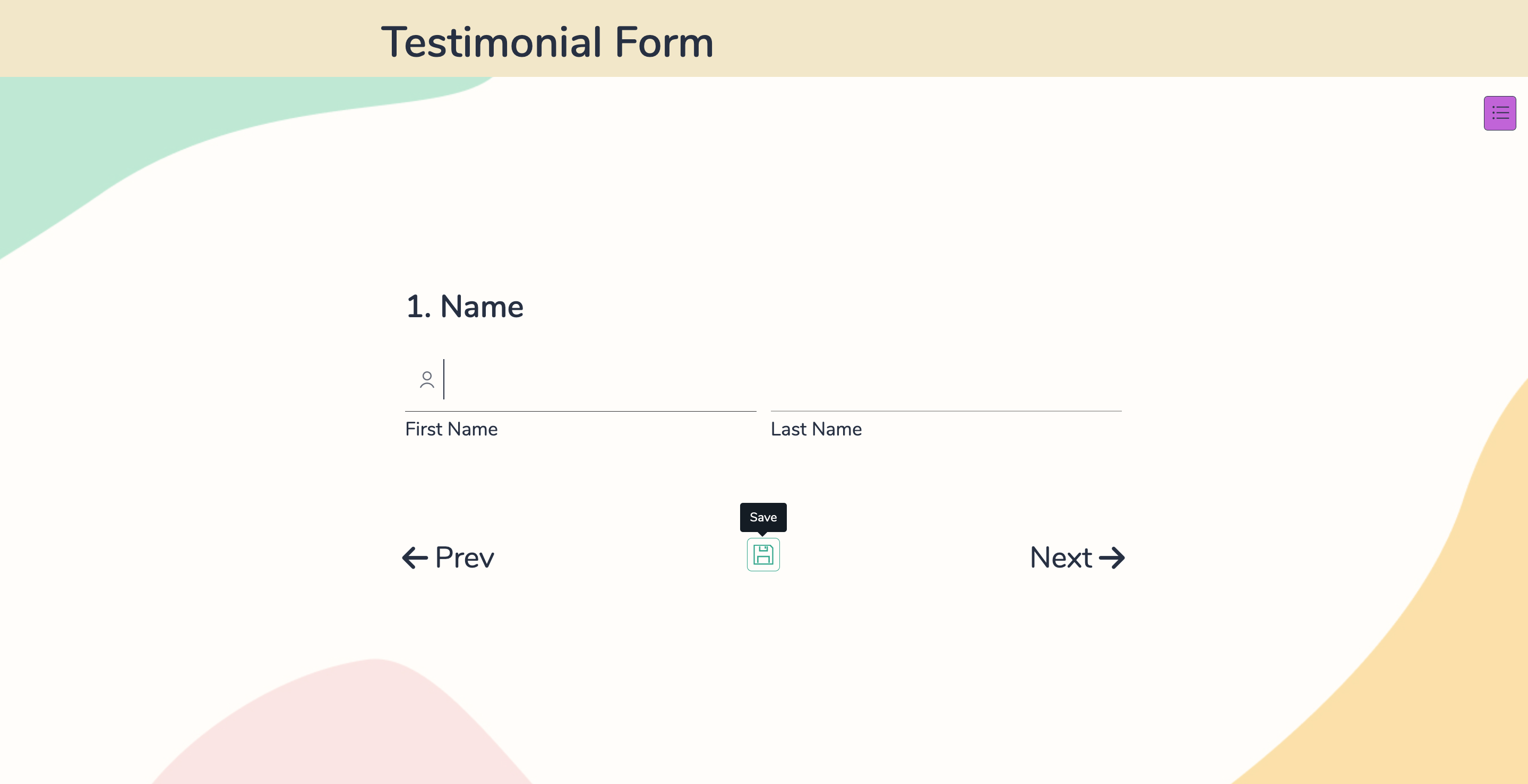 Save and Resume option in One Field Form