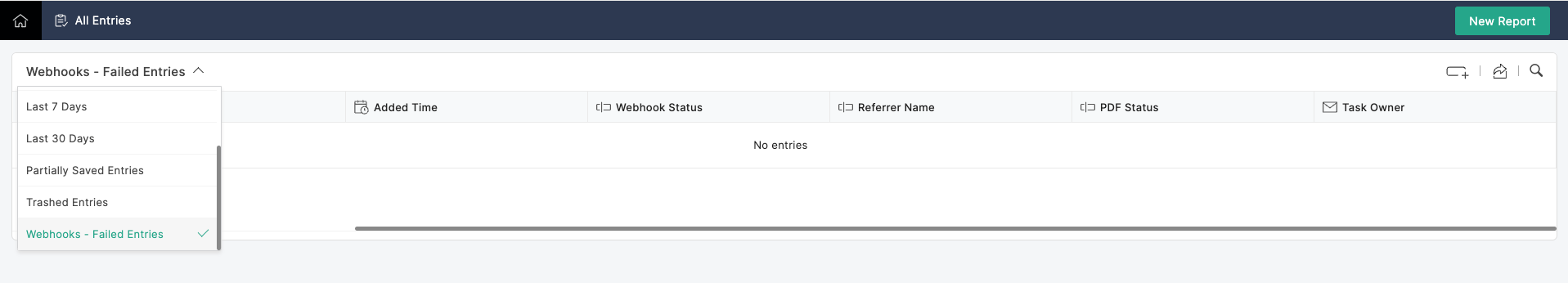 Failed entries