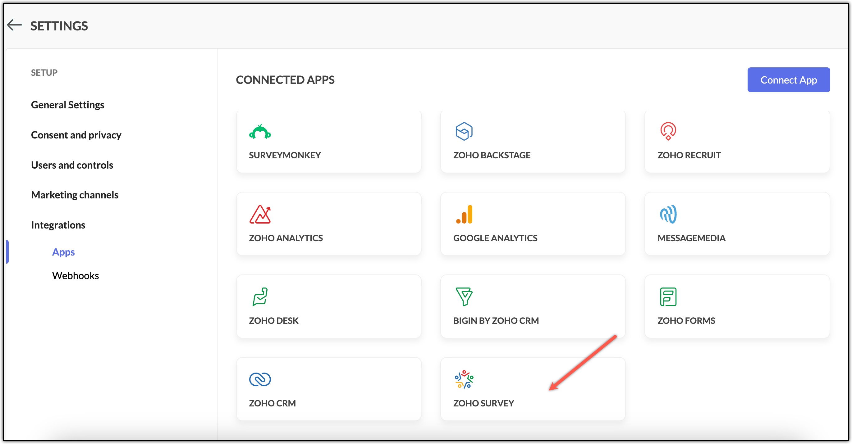 Select Zoho Survey