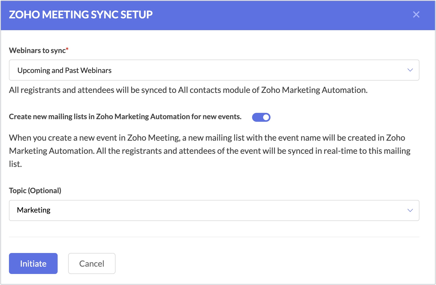 meeting initiate button
