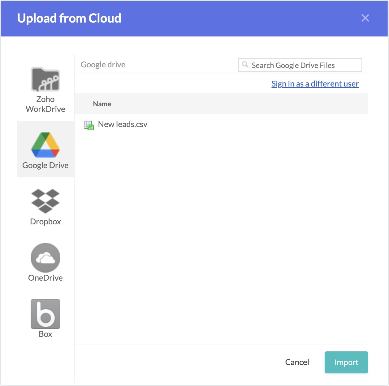 import from cloud