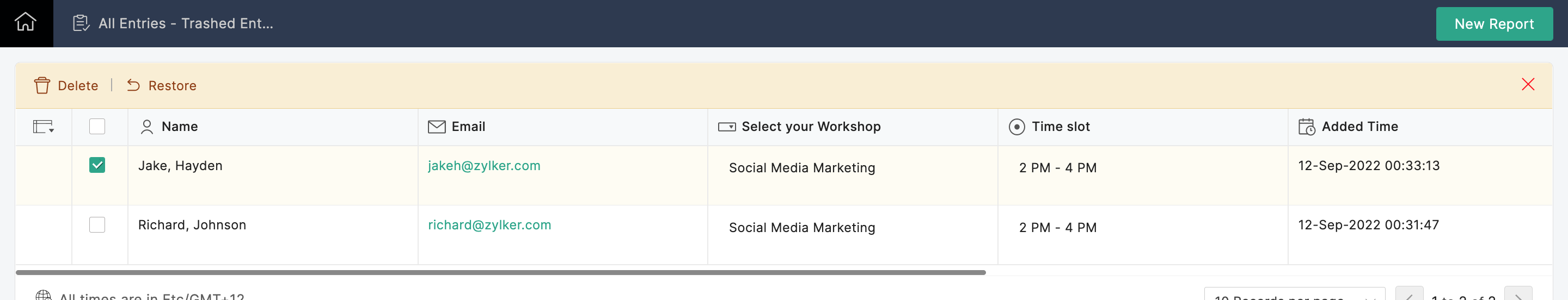 Restore Entries