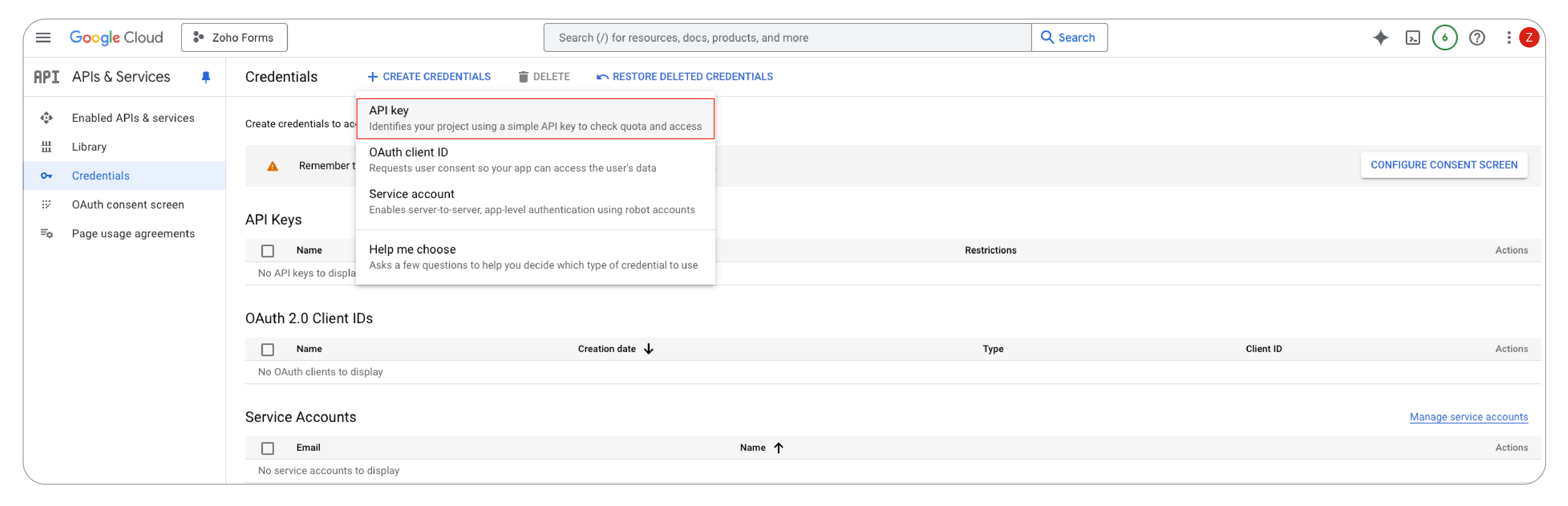 Choose API Key