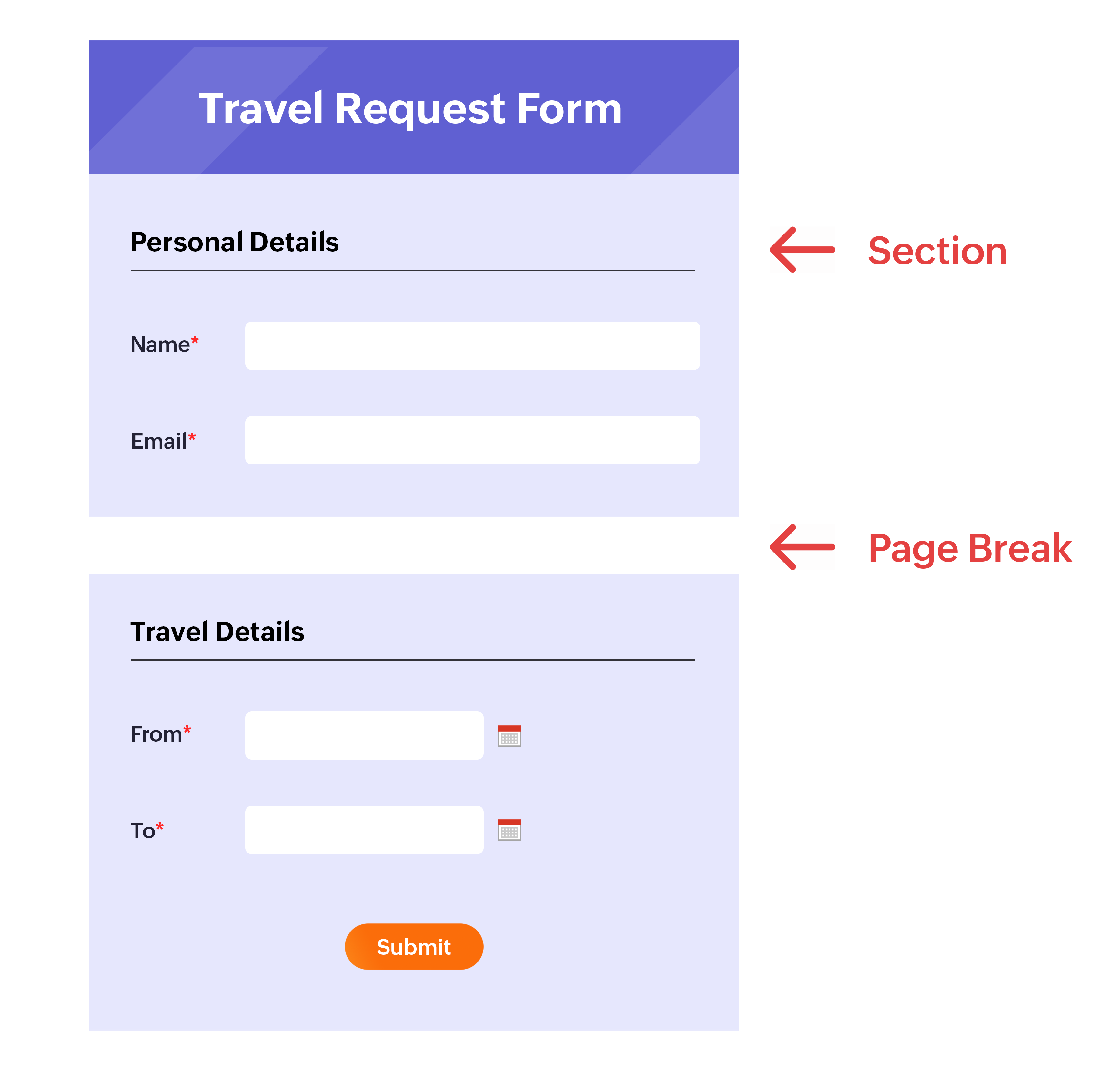 Section and page break