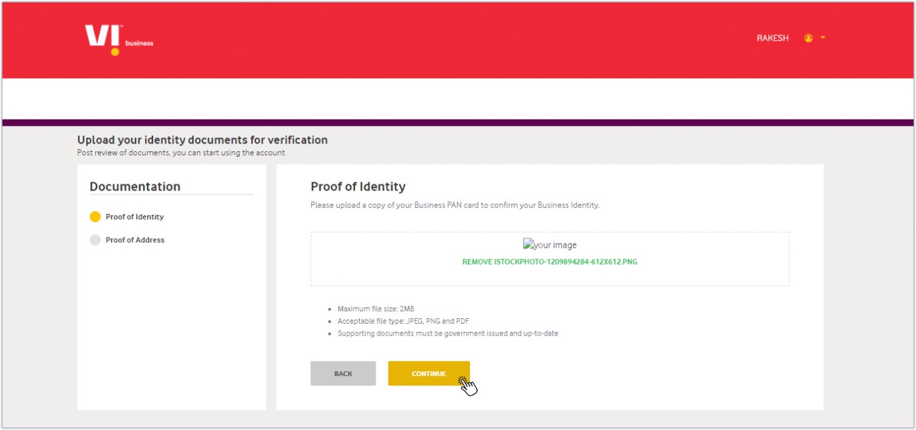 Vodafone Idea Entity registration - uploading proofs