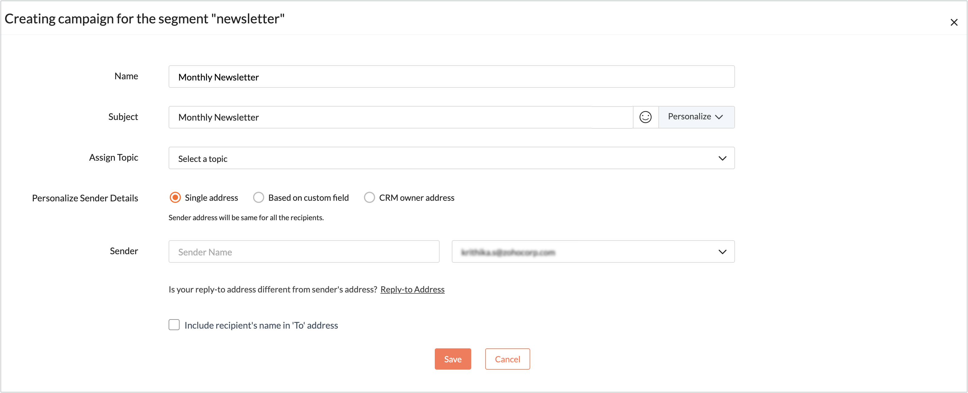 create campaign for segment
