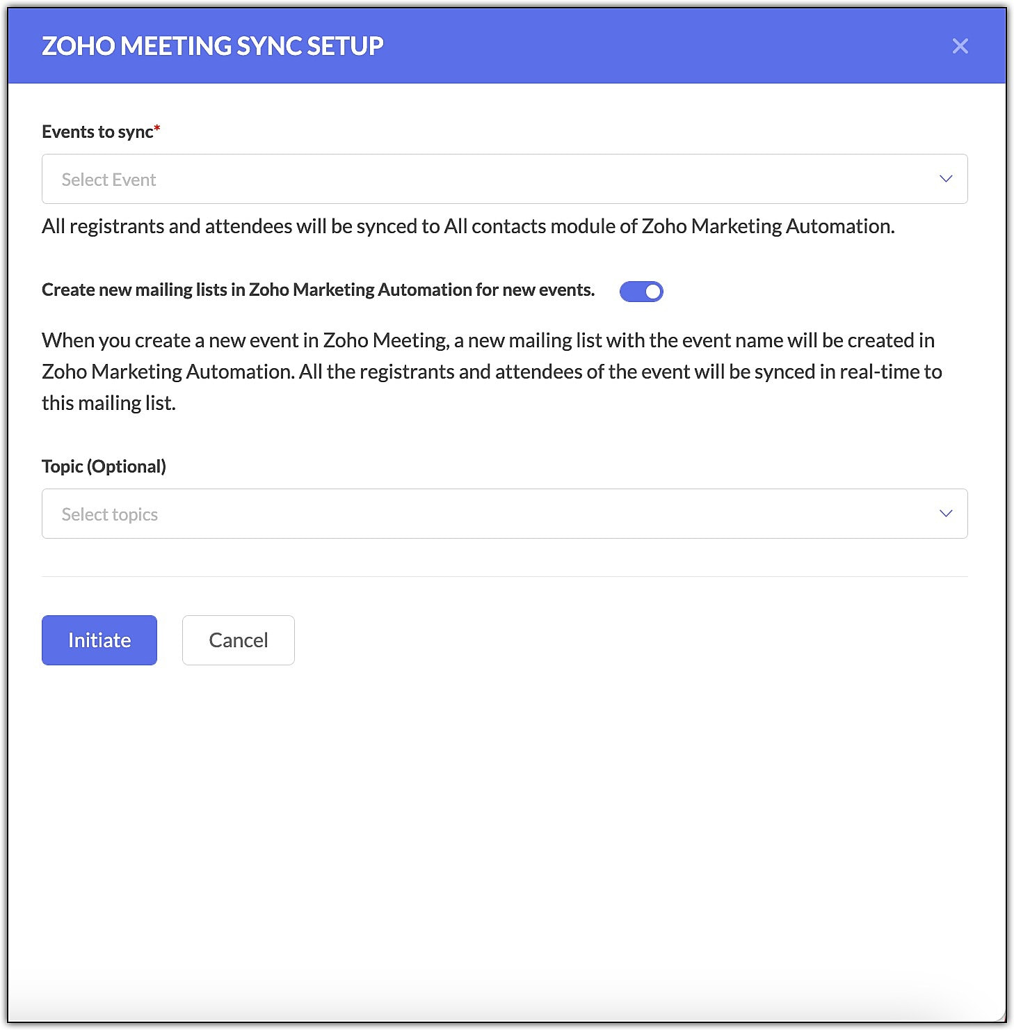 Zoho Meetingと同期する