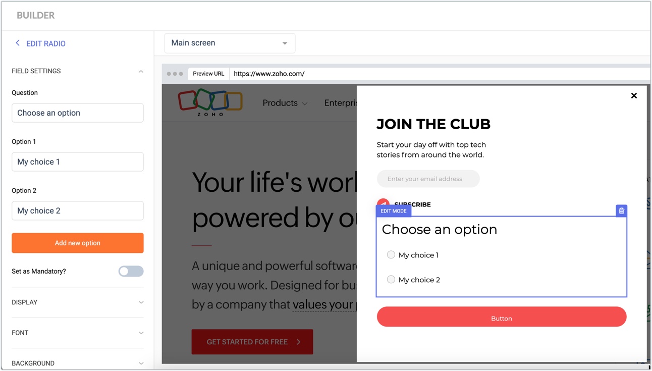 edit radio button